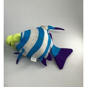 Vtg CLOUD 9 TOYS FISH PLUSH STUFFED ANIMAL TOY 13" BLUE WHITE Nylon